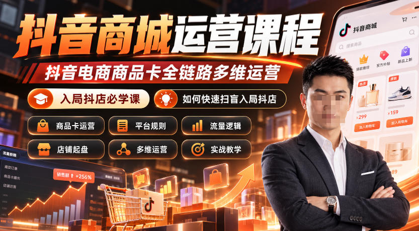 抖音商城运营课程，抖音电商商品卡全链路多维运营，入局抖店必学课， 如何快速扫盲入局抖店(更新1017)