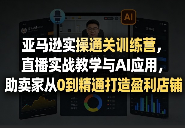 亚马逊实操通关训练营,直播实战教学与AI应用,助卖家从0到精通打造盈利店铺(更新1016)