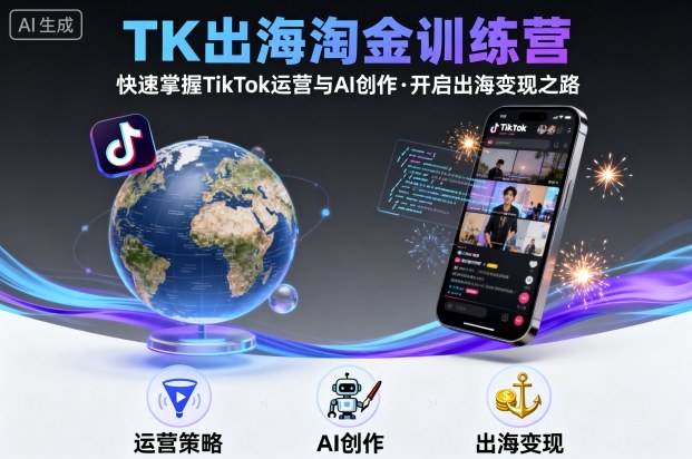 TK出海淘金训练营，助你快速掌握TikTok运营与AI创作，开启出海变现之路