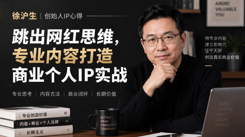 徐沪生创始人IP心得｜跳出网红思维，专业内容打造商业个人IP实战【文档】